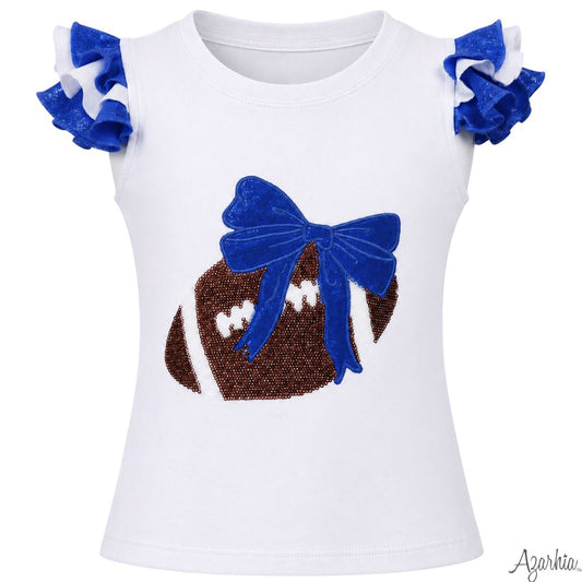 Royal Sequin Bow Football Top