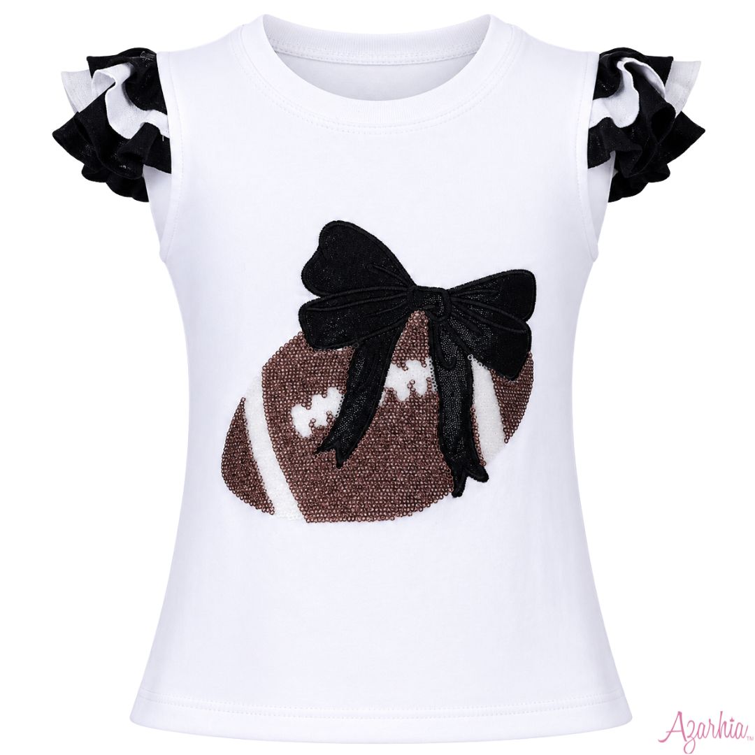 Black Sequin Bow Football Top