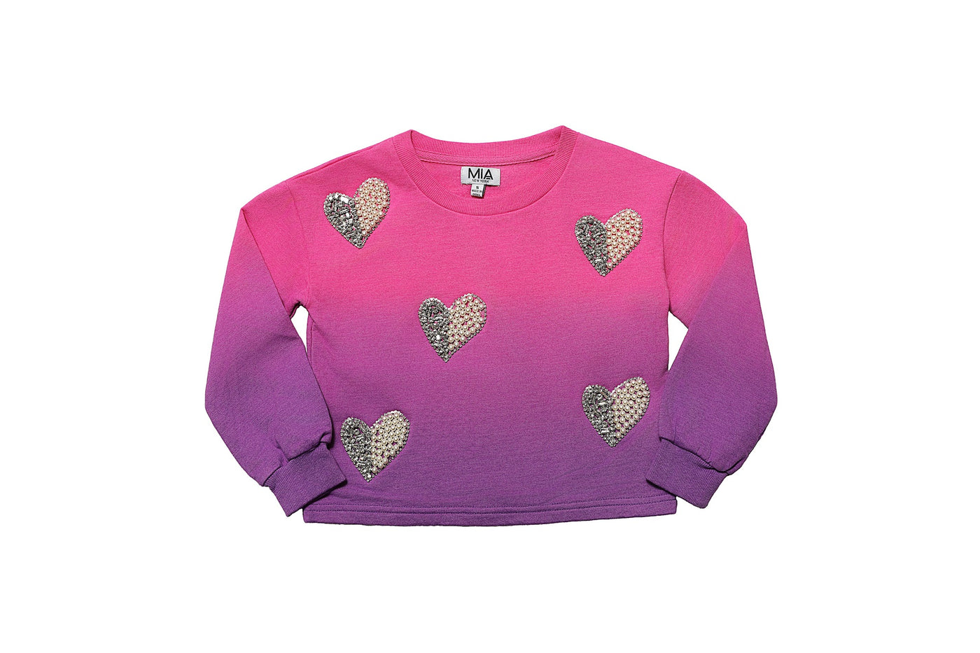 Ombre Rhinestone/Pearl Heart Sweatshirt