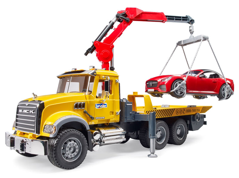 Mack Granite Tow-Truck W/ Bruder Roadster