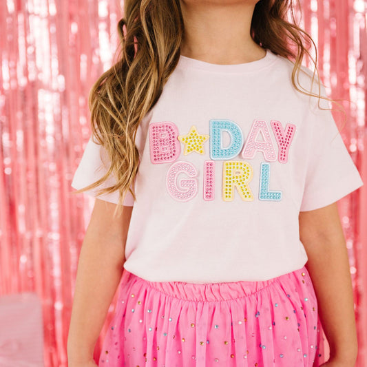 Pink B-Day Girl Rhinestone Tee