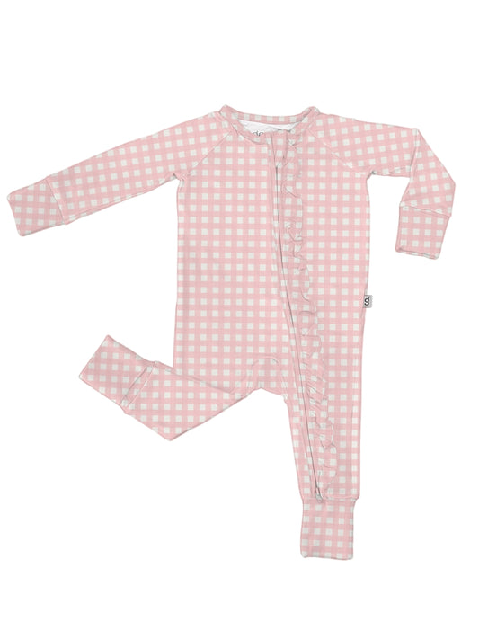 Pink Gingham Convertible Footie