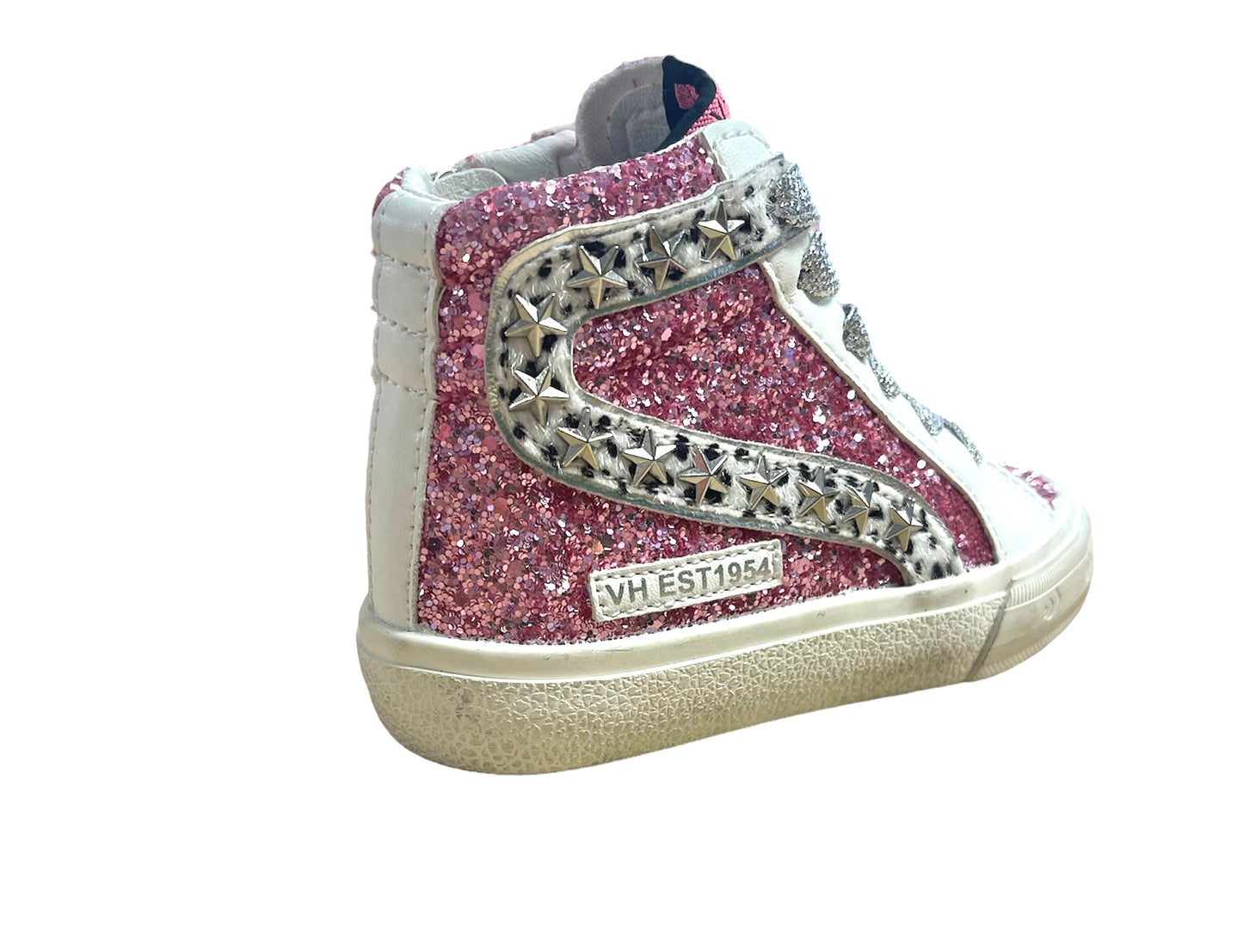 River Silver/Pink Glitter High Top