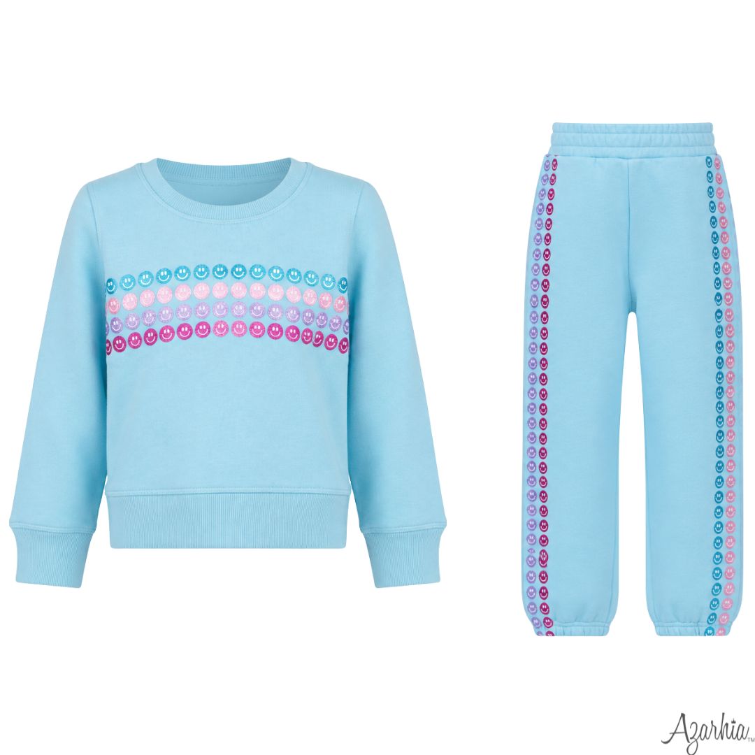 Glitter Smiley Sweat Suit Set
