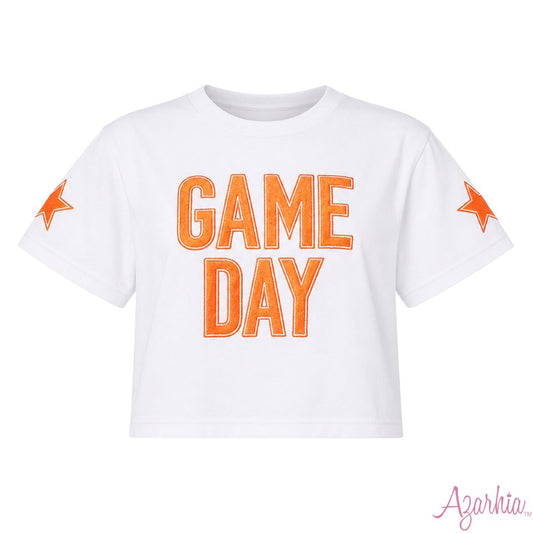 Orange Shimmer Game Day Star Tee