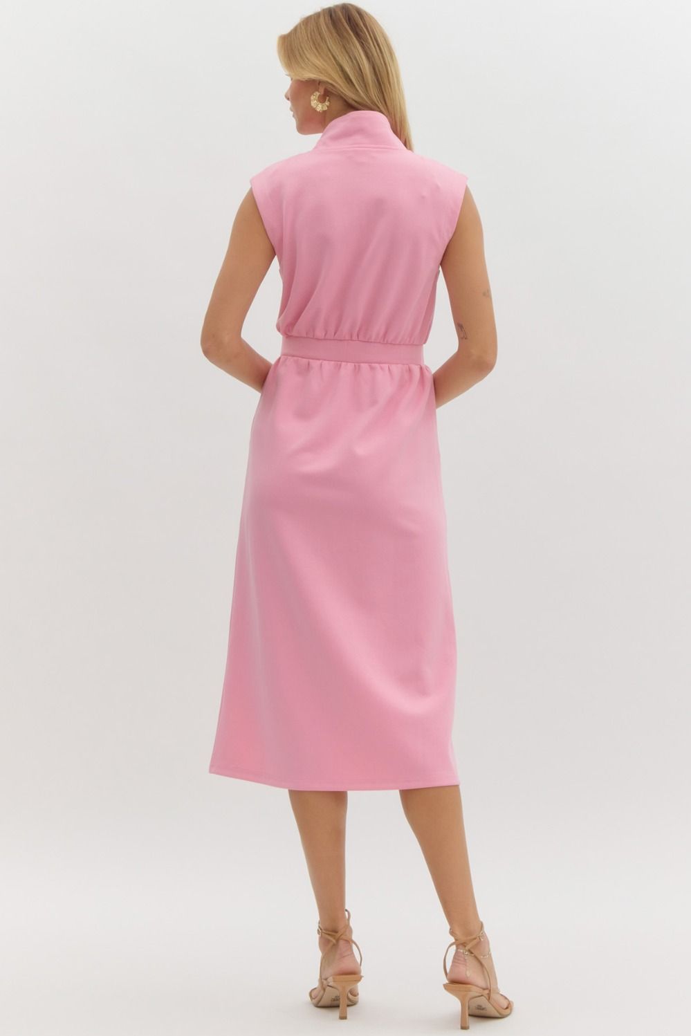 Pink Scuba Midi Dress