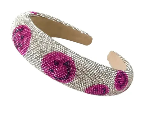 Pink Smiley Crystal Headband