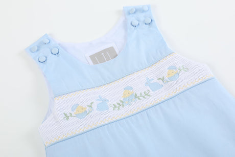 Blue Easter Smocked Shortalls