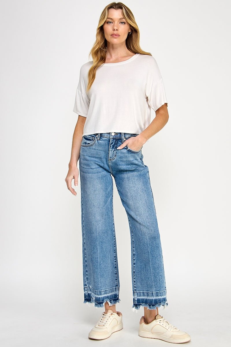 Released Hem High Rise Crop Wide Leg Jean