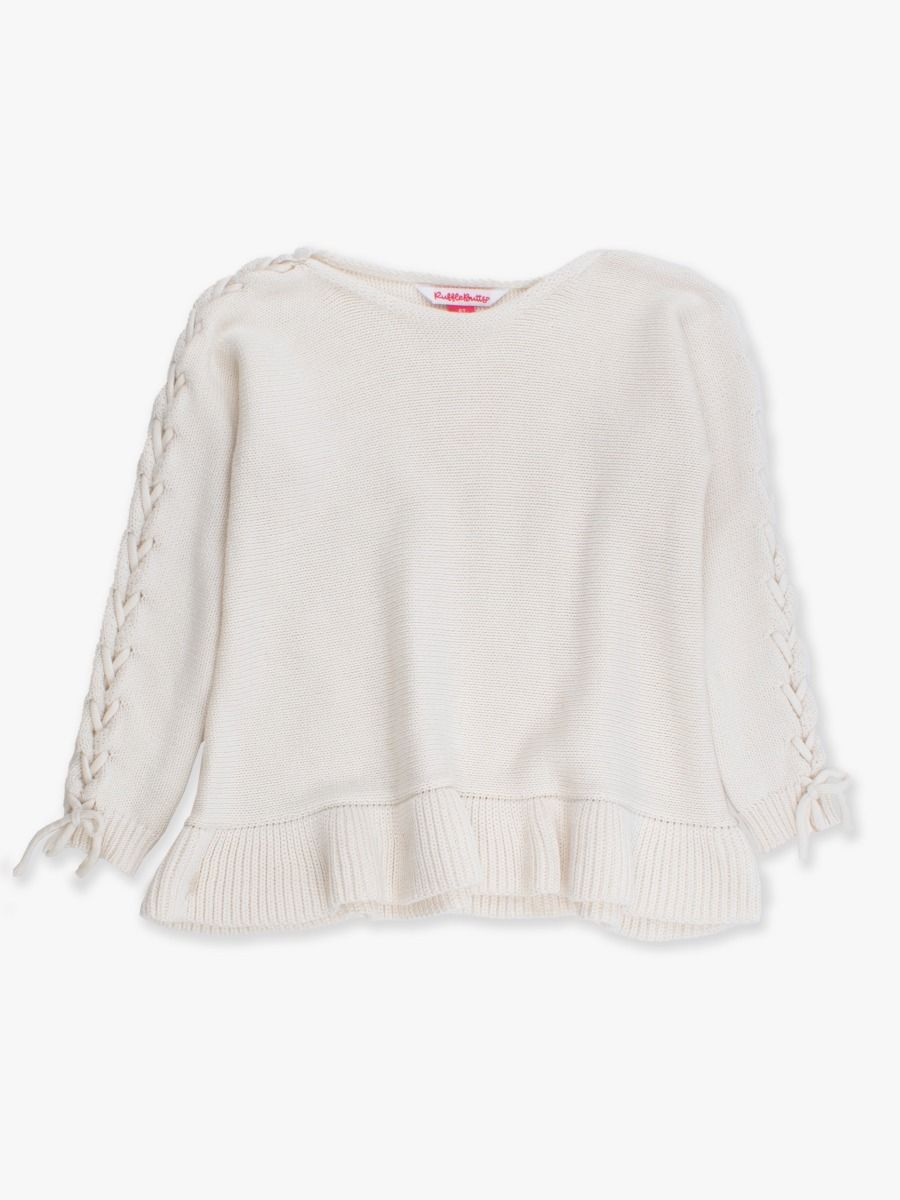 Ruffle Hem Lace Up Sweater