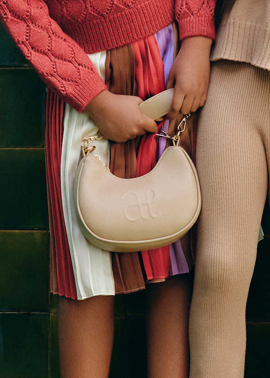 Camel Leather Logo Bag
