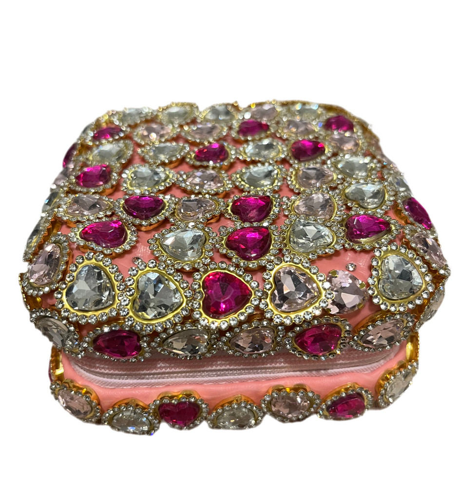 Pink Heart Gem Jewelry Box