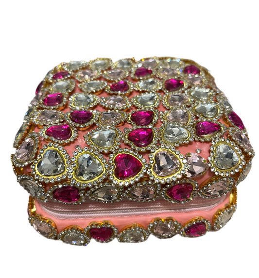 Pink Heart Gem Jewelry Box