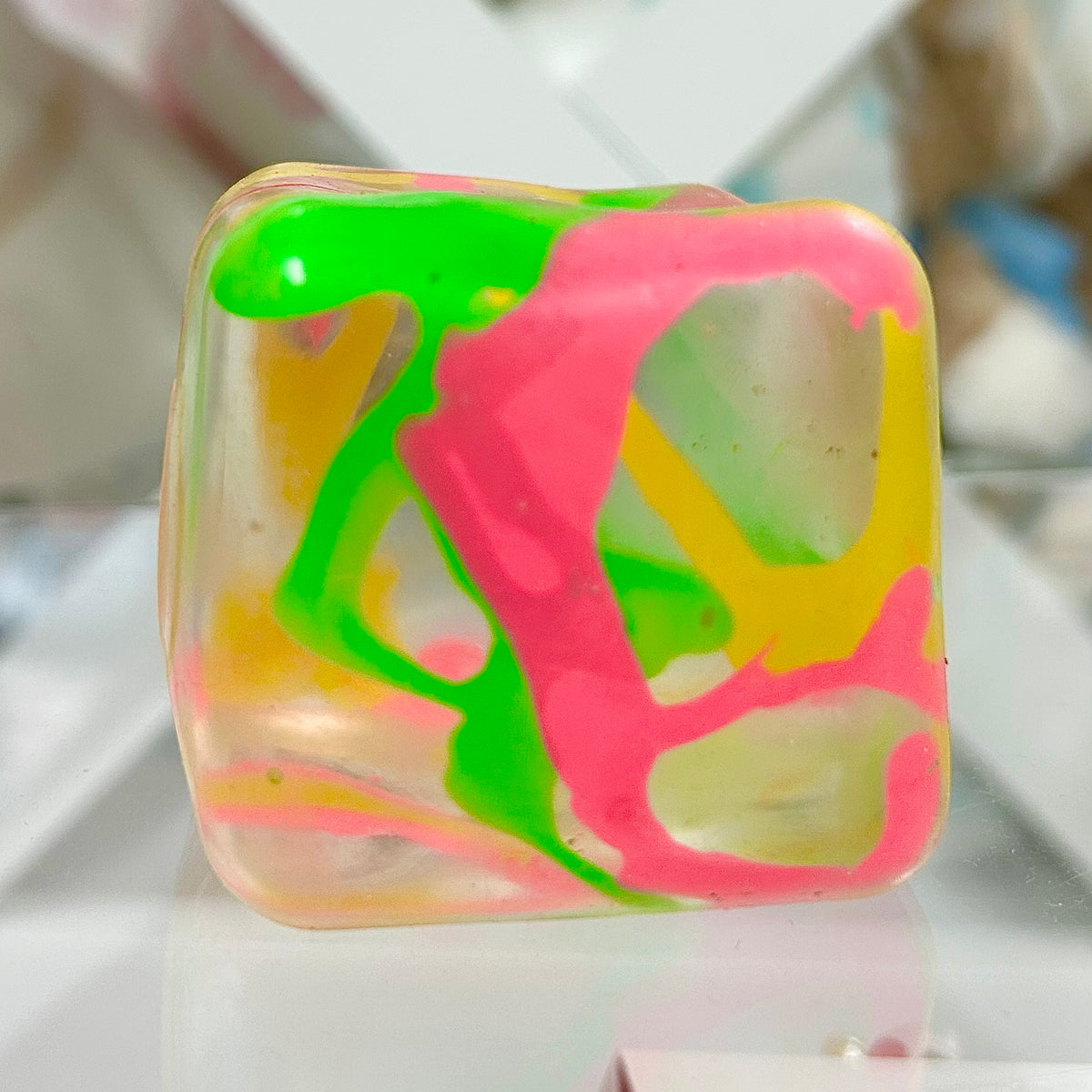 Cube Squeeze Neon Splatter Squishy