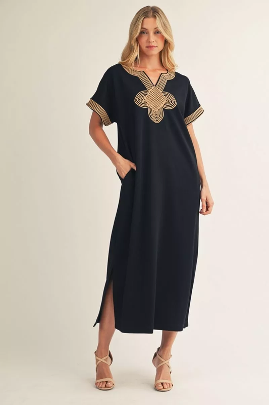 Black Mix Midi Dress