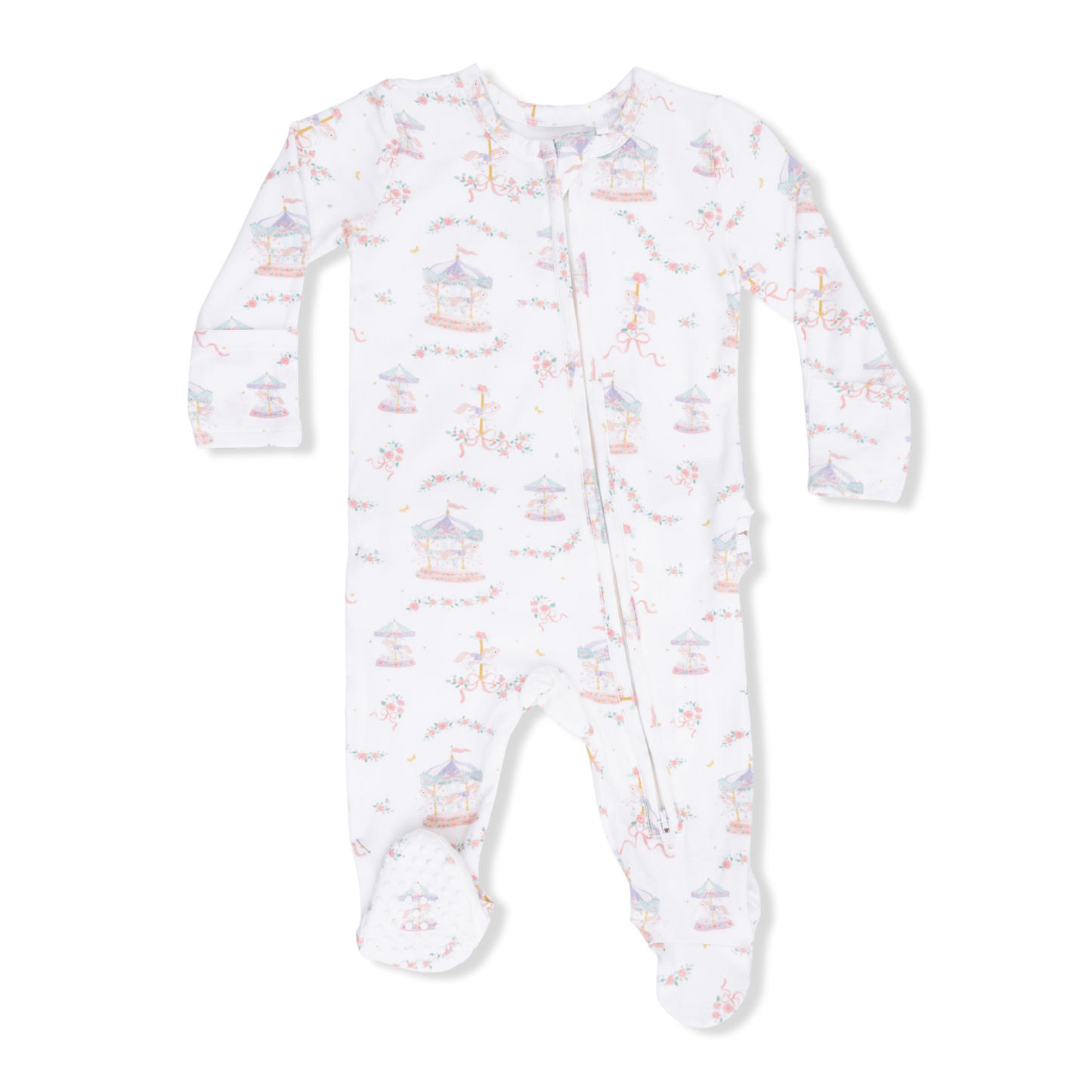Carousel W/ Bows Zip Footie