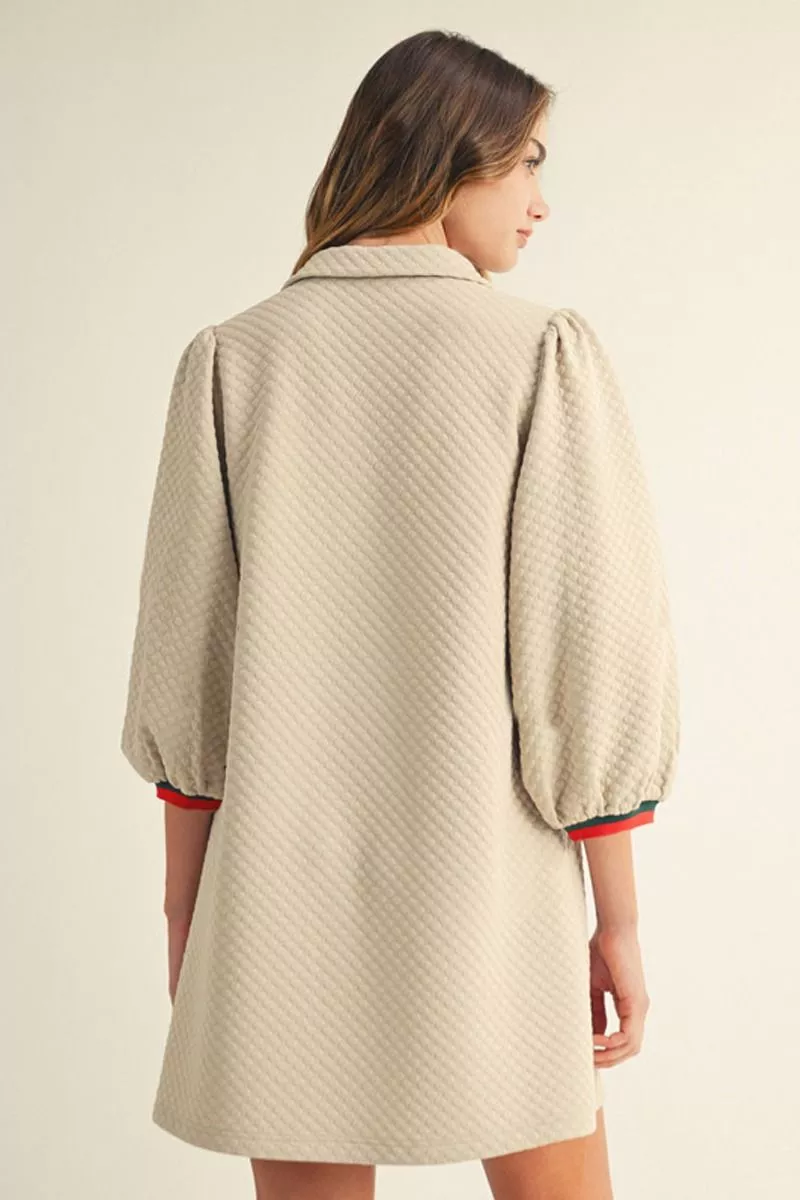 Beige Puff Sleeve Dress