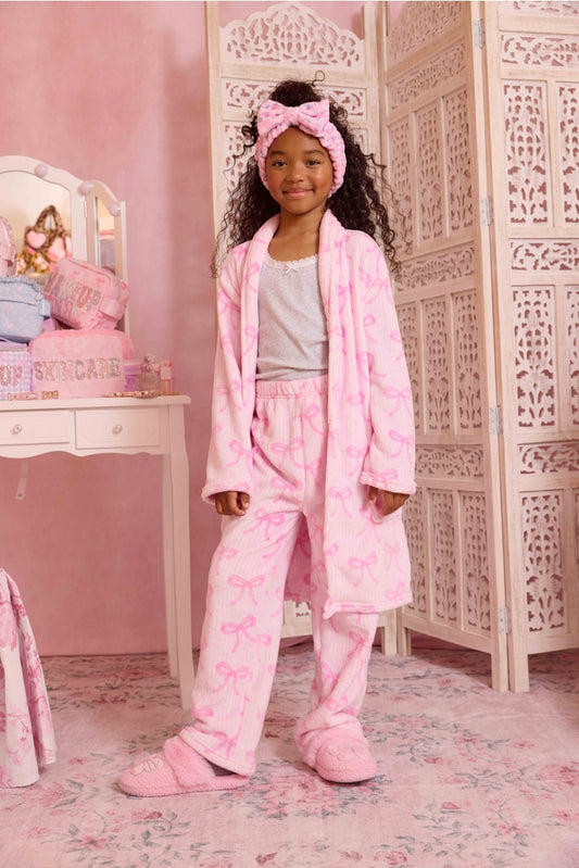 Fleece Striped Bow Bathrobe