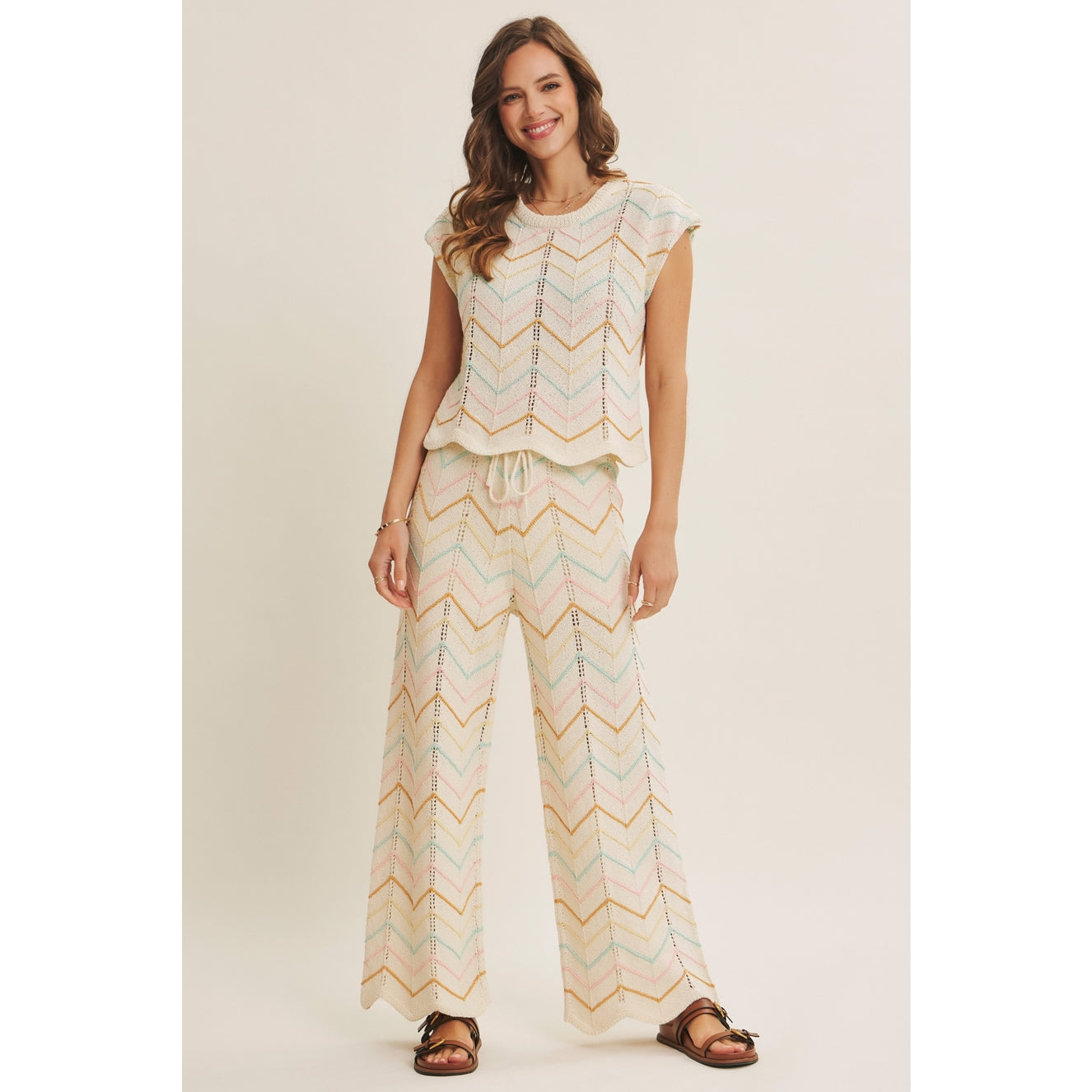 Multi-Color Chevron Sweater Set