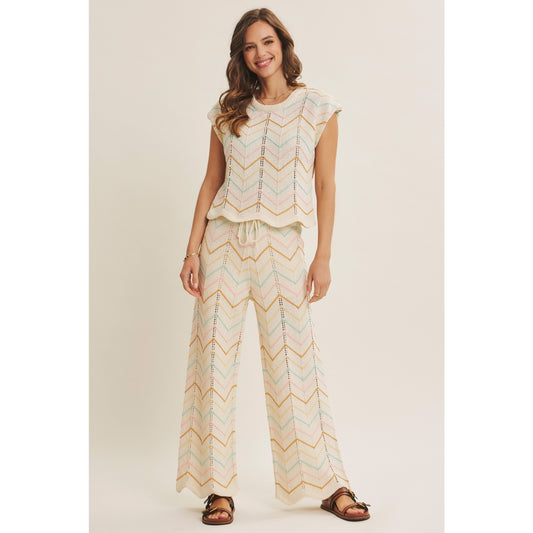 Multi-Color Chevron Sweater Set