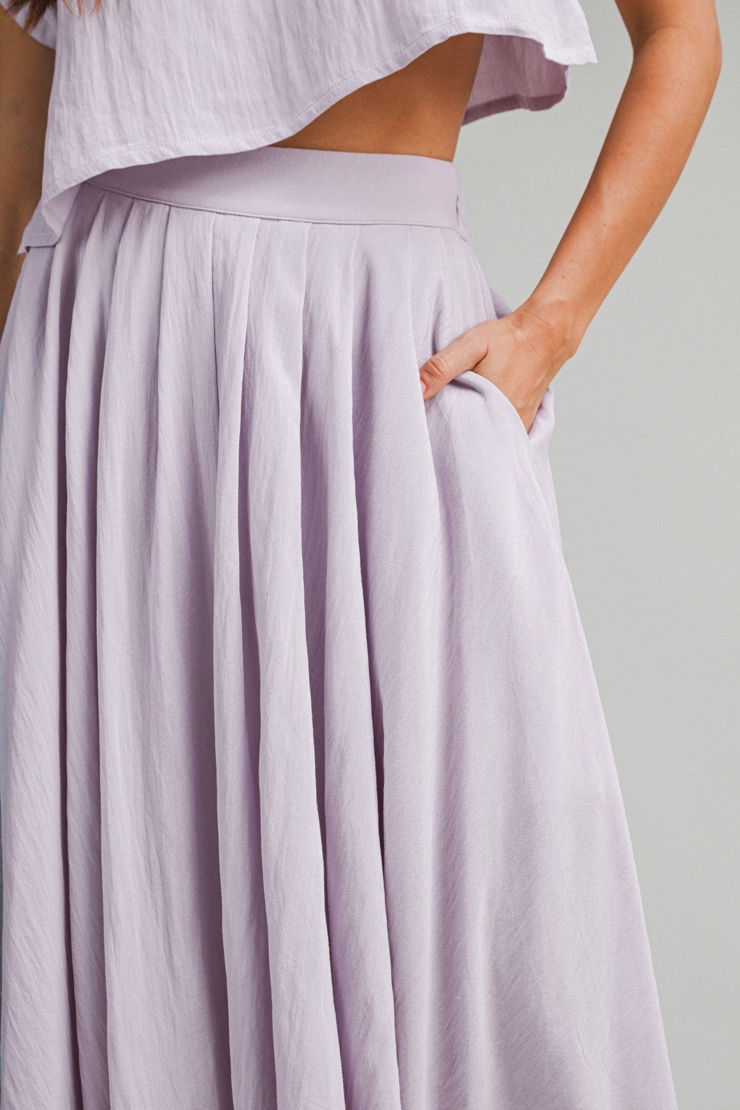 Top And Midi Skirt Set - Dusty Lavender