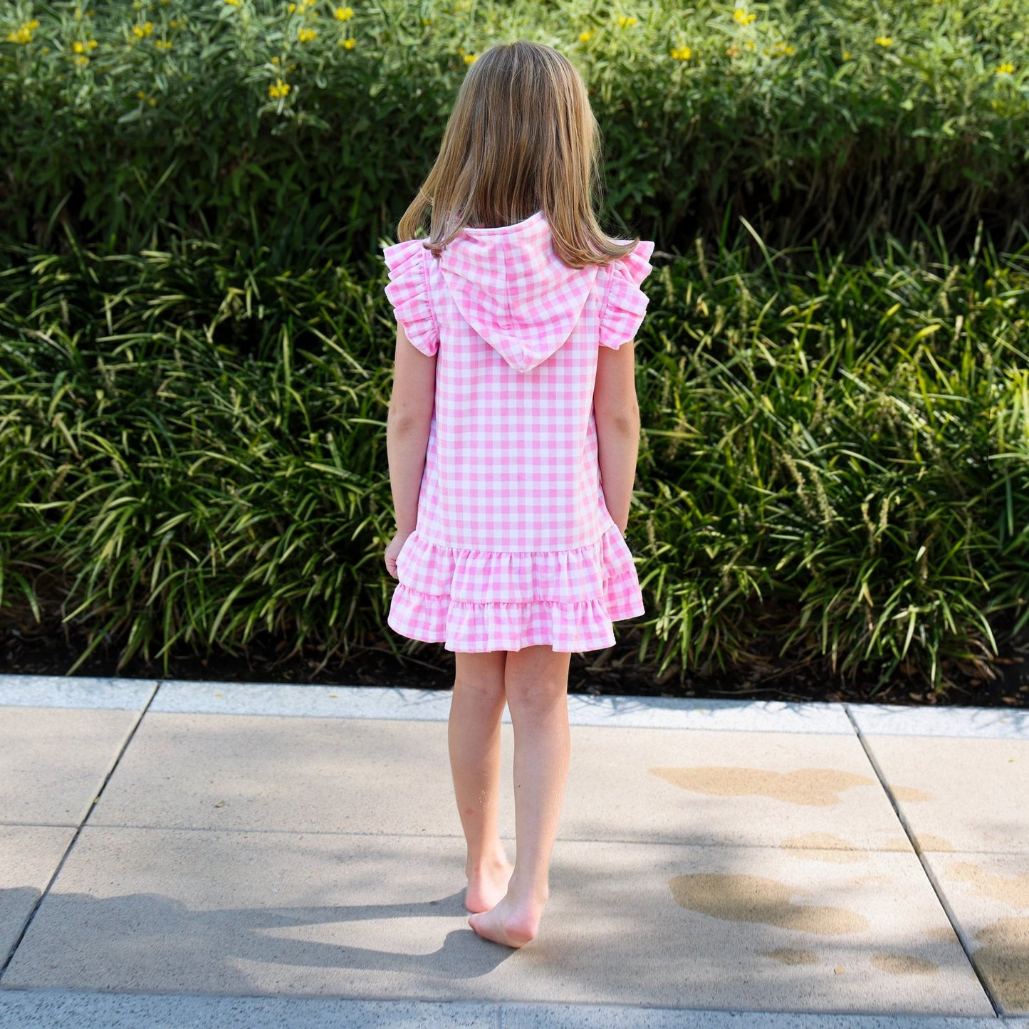 Pink Gingham Ruffle Cover Up