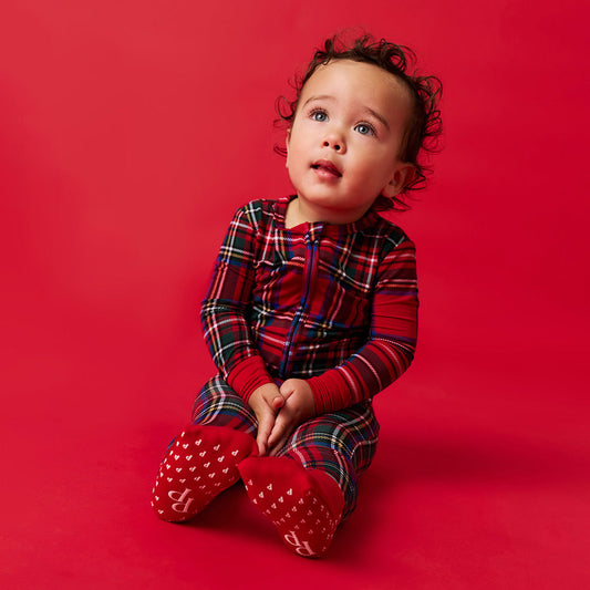 Red Tartan Plaid Convertible Footie