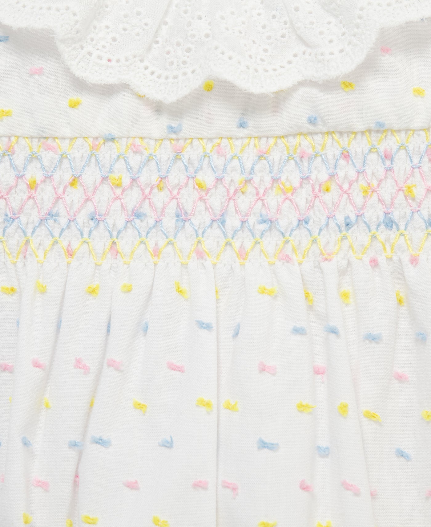 Smocked Dot Woven Bubble & Headband