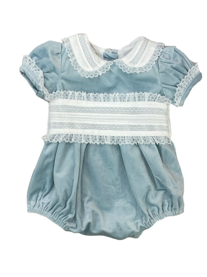 Ice Blue Velvet Bubble W/ Ribbon Detail