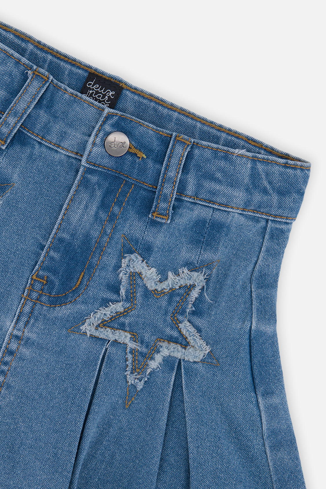 Pleated Denim Star Skirt