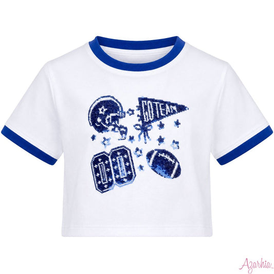 Royal Sequin Elements Football Top