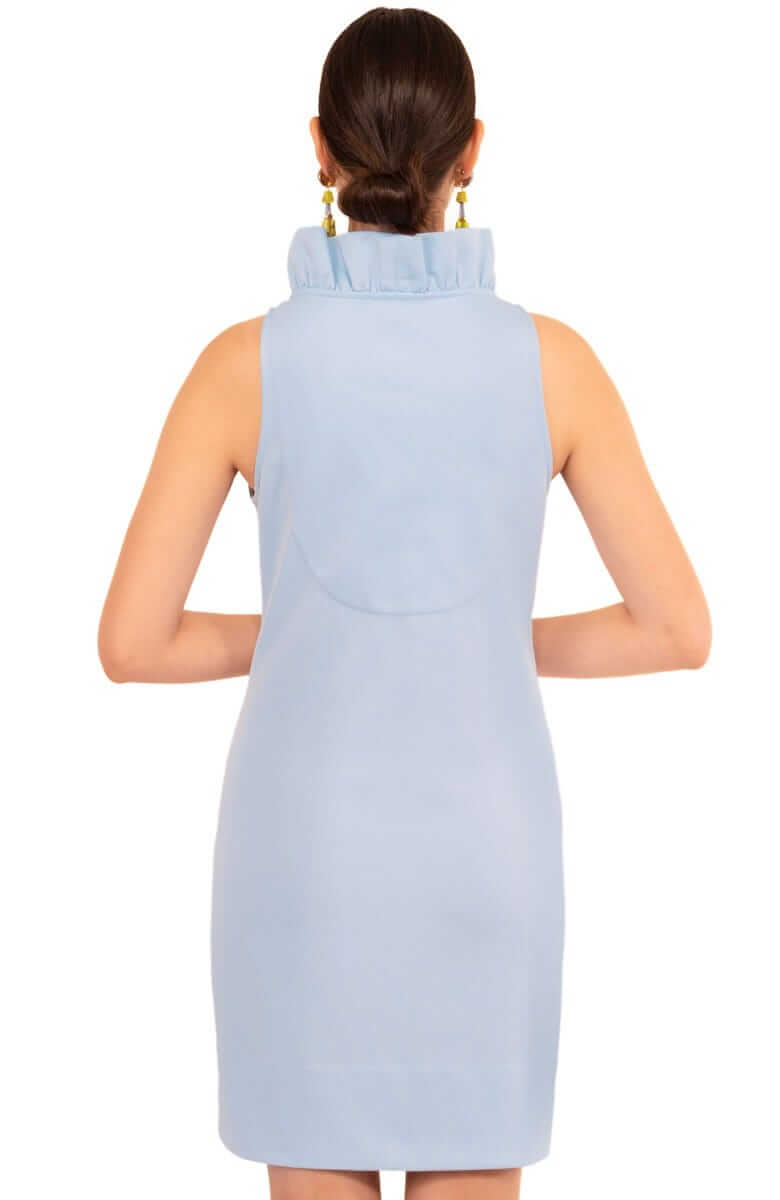 Periwinkle Jersey Ruffneck Sleeveless Dress
