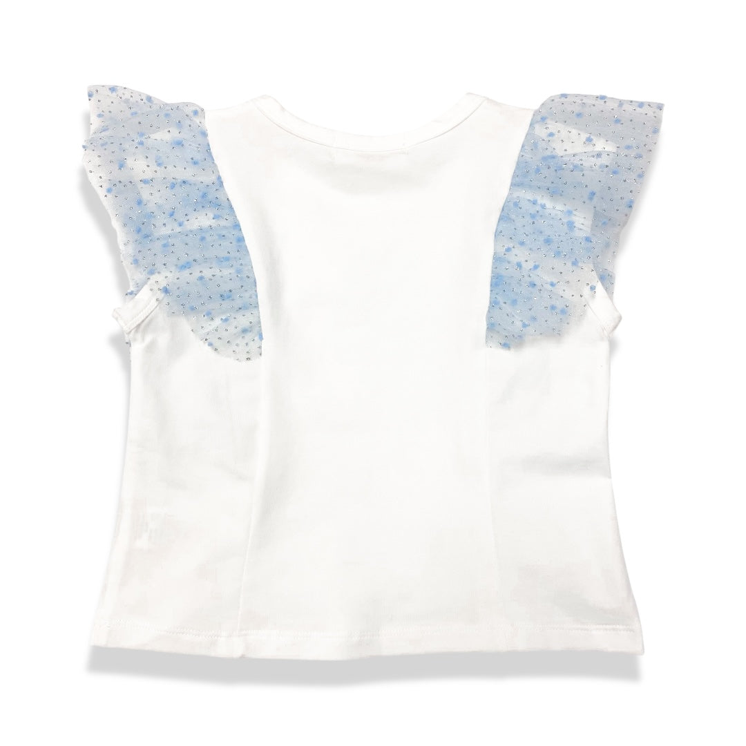 Blue Dot Mesh Trim Tee
