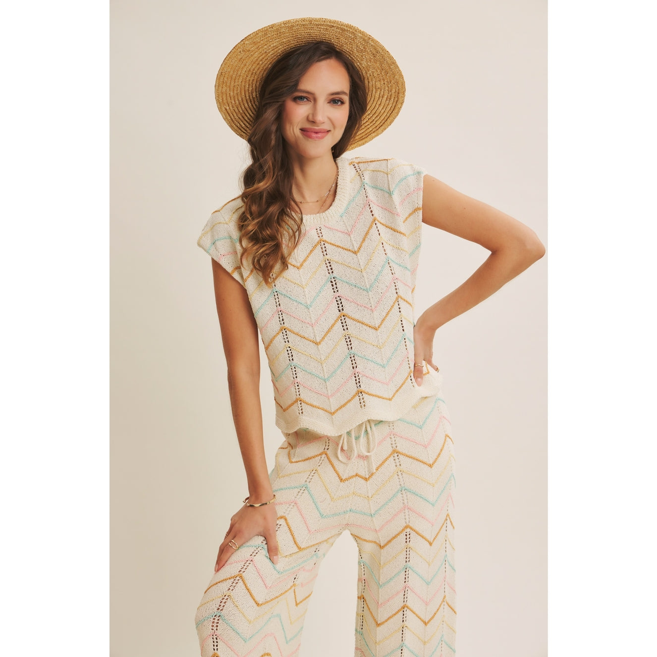 Multi-Color Chevron Sweater Set