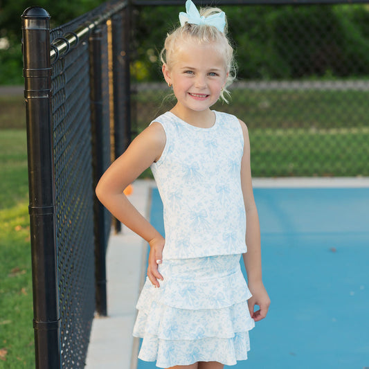 Sweet Blue Bow Skort Set