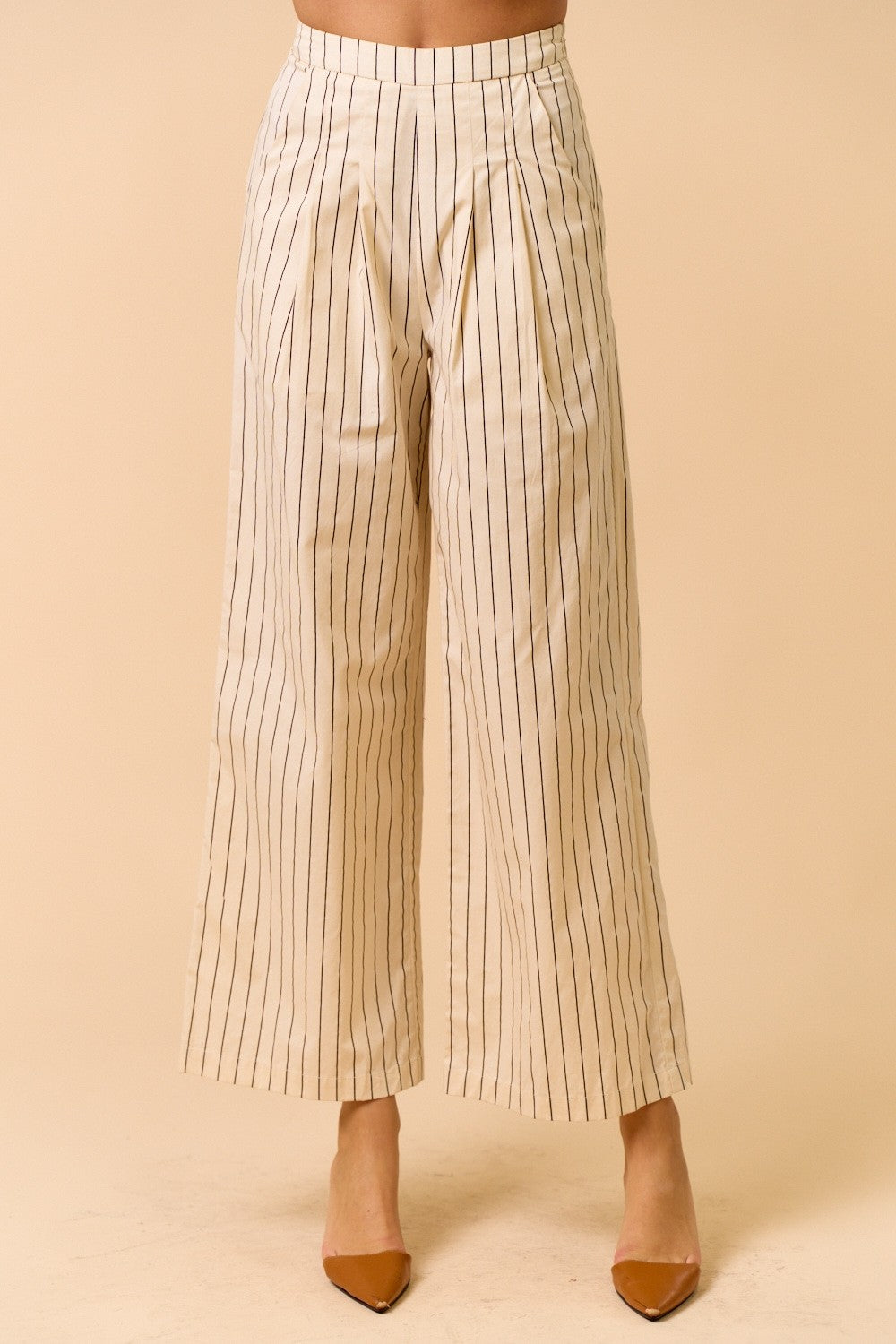 Black Striped High Waist Pants