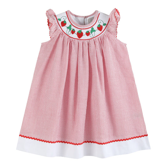 Smocked Strawberry Bishop Dress