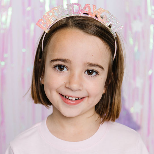 Pastel Rainbow Birthday Girl Headband