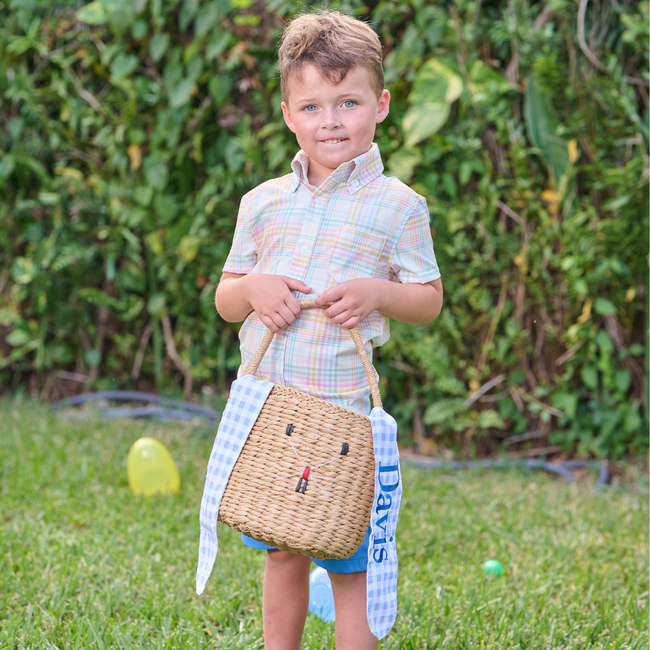 Blue Gingham Bunny Easter Basket