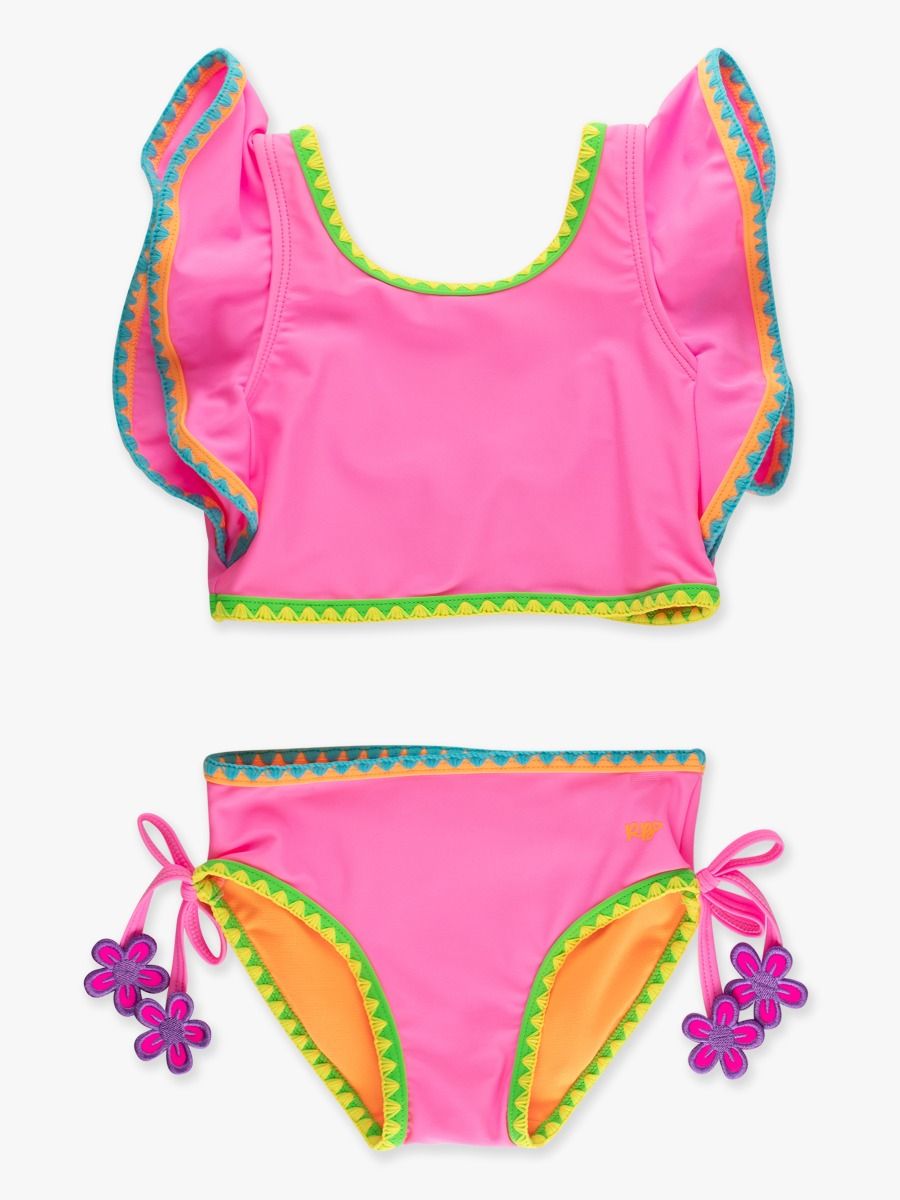 Neon Pink Crochet Butterfly Tankini