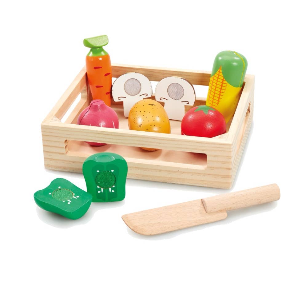 Wooden Slice & Play Veggie Crate