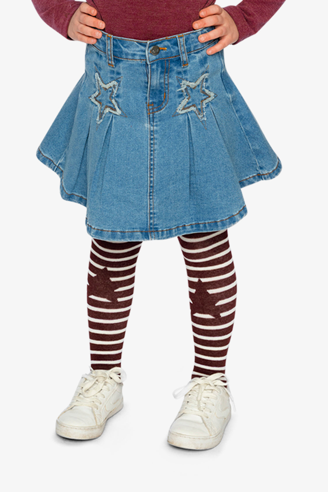 Pleated Denim Star Skirt