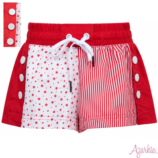 Red Stars & Stripes Color Block Short