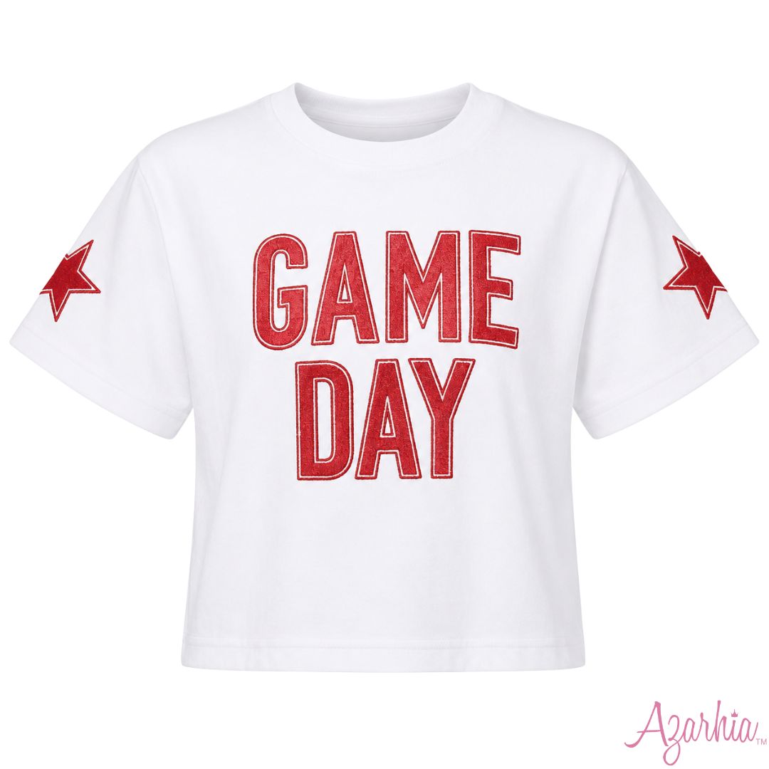 Red Shimmer Game Day Star Tee