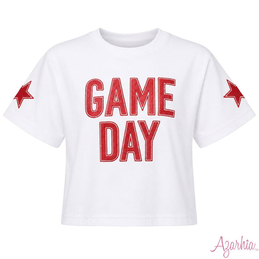 Red Shimmer Game Day Star Tee