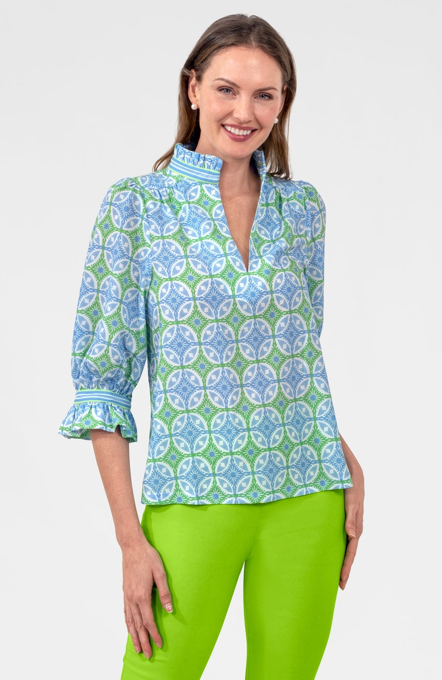 Kelly Peri Ruffleneck Tunic - Smell the Roses