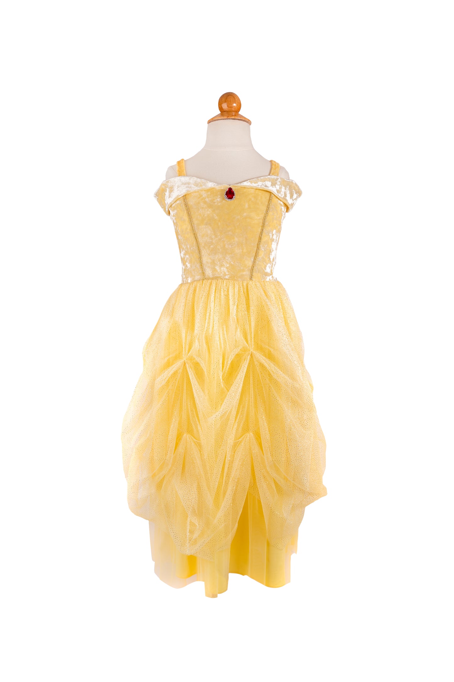 Velvety Soft Yellow Princess Gown with Arm Warmers