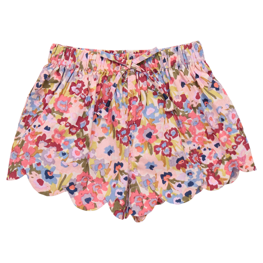 Sketched Floral Scallop Short