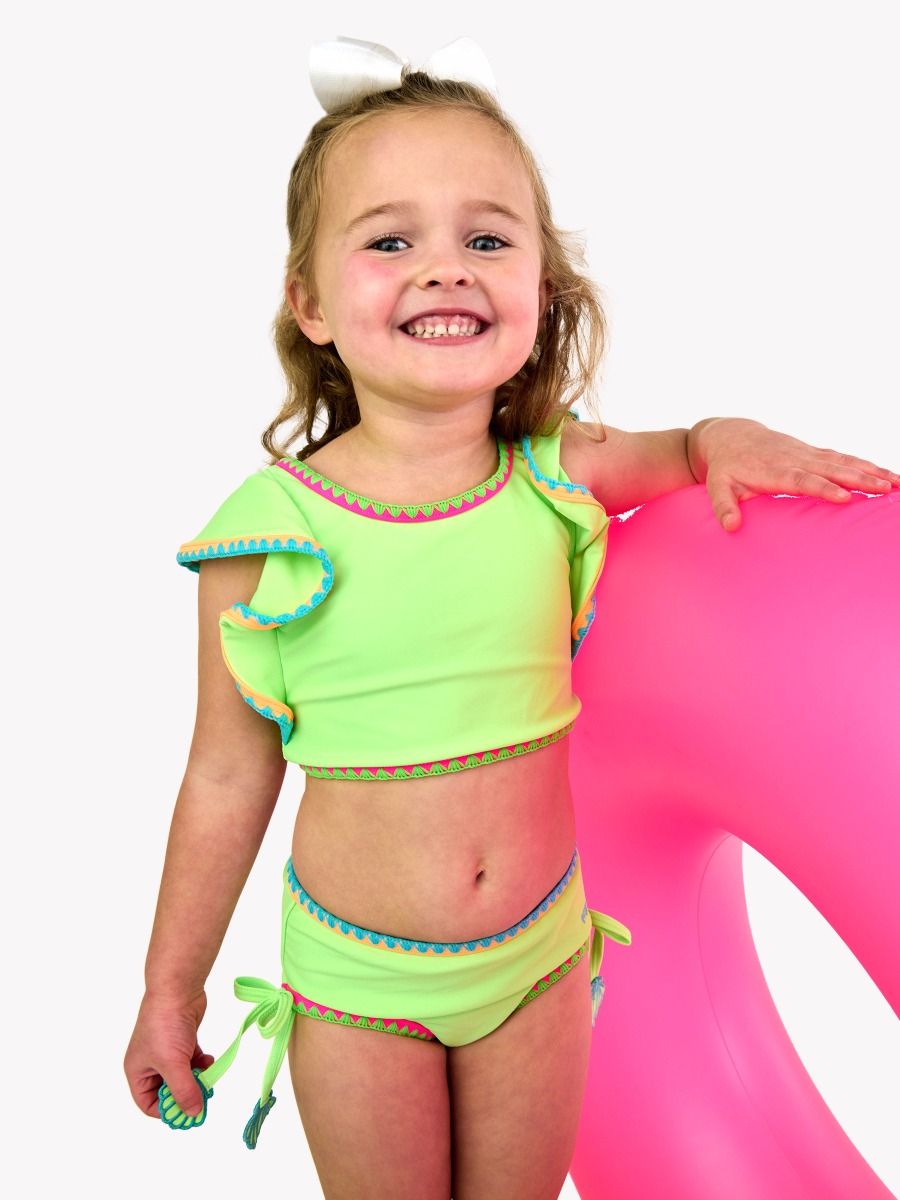 Neon Honeydew Crochet Butterfly Tankini