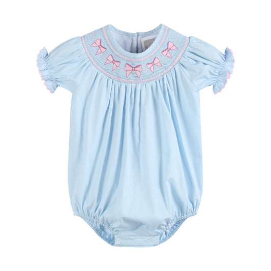 Blue/Pink Bow Smocked Romper